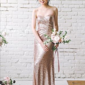 REVELRY Avery Sequin Bridesmaid Gown in CHAMPAGNE